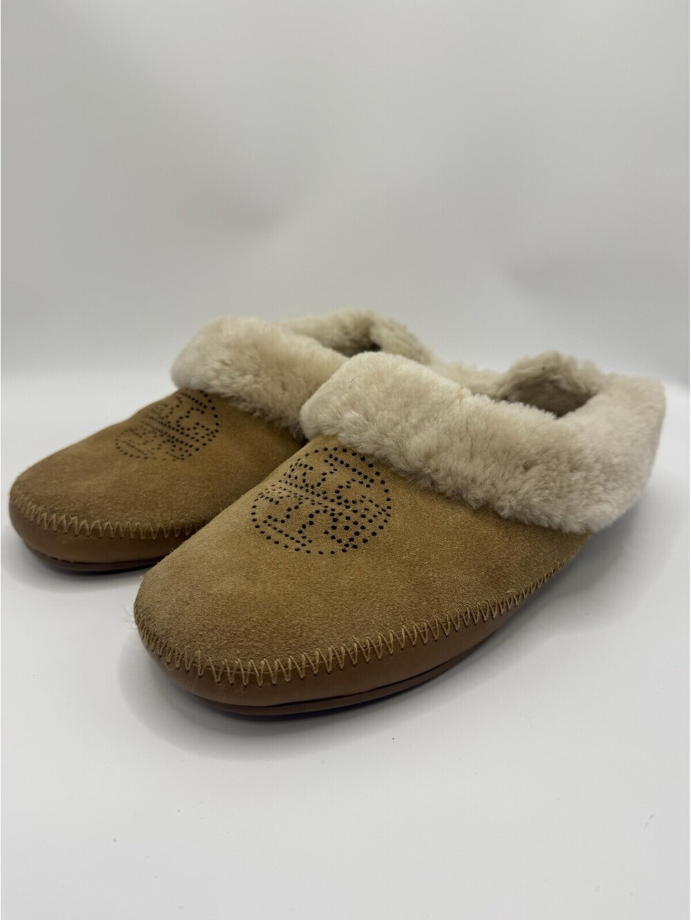Tory Burch Coley Slipper 2 Royal Tan/ Natural Women’s Size US 8 Fur lined